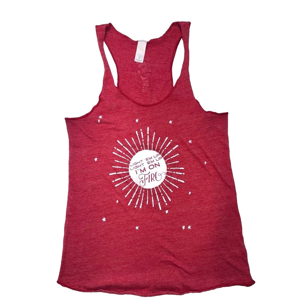 Alternative Apparel Red Graphic Racerback Tank Top Small Light Em Up I'm On Fire